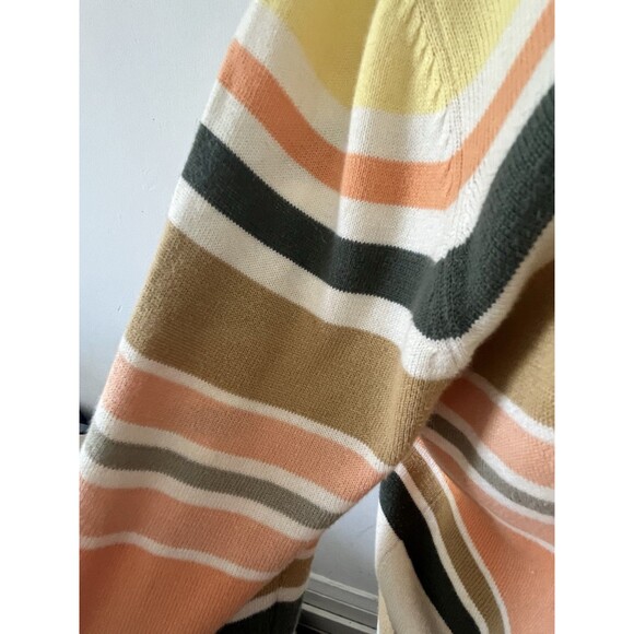 90s Gap striped Retro Preppy cardigan M academia preppy twee colorful Tan Orange - Picture 5 of 8